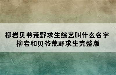 柳岩贝爷荒野求生综艺叫什么名字 柳岩和贝爷荒野求生完整版